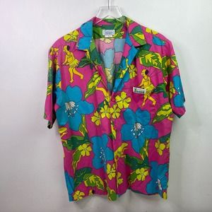 RARE Original Jams Surf Line Hawaii 80s Vintage Floral Tribal Shirt Size Large L